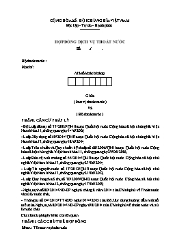 Biểu mẫu Hợp đồng dịch vụ thoát nước