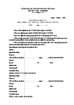 Hợp đồng dịch vụ thực hiện các thủ tục thỏa thuận trước