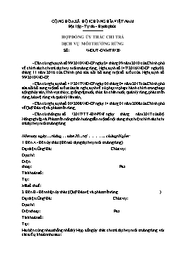 Hợp đồng ủy thác chi trả dịch vụ môi trường rừng