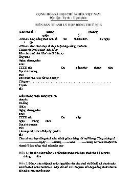 Biên bản thanh lý hợp đồng cho thuê nhà