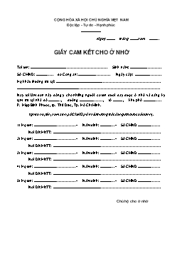 Giấy cam kết cho ở nhờ và đăng ký tạm trú