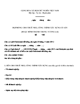 Hợp đồng cho thuê nhà, công trình xây dựng có sẵn