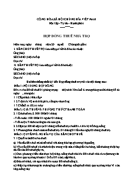 Hợp đồng cho thuê nhà trọ