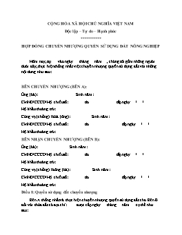 Hợp đồng chuyển nhượng quyền sử dụng đất nông nghiệp (Chi tiết)