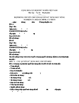 Hợp đồng chuyển nhượng quyền sử dụng đất nông nghiệp của hộ gia đình và cá nhân