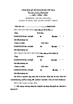 Hợp đồng chuyển nhượng quyền sử dụng đất và quyền sở hữu nhà ở