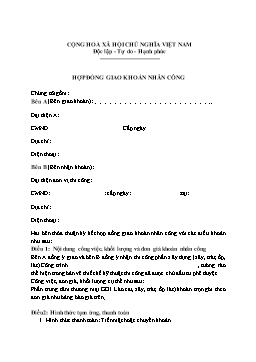 Hợp đồng giao khoán cho nhân công
