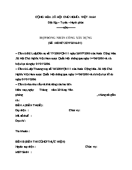 Hợp đồng nhân công xây dựng chi tiết