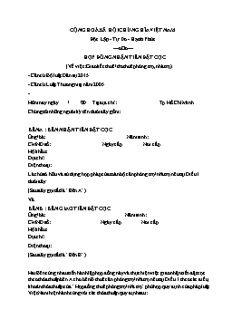 Hợp đồng nhận tiền đặt cọc