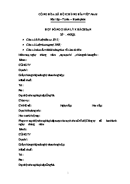 Hợp đồng quản lý khách sạn