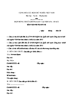 Hợp đồng thuê không gian tại Nirvana space