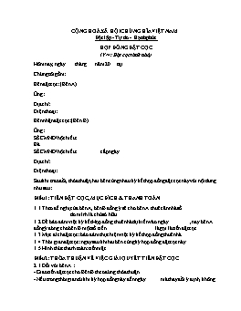 Hợp đồng về việc đặt cọc cho thuê nhà