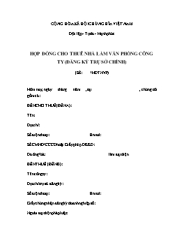 Mẫu hợp đồng cho thuê nhà làm văn phòng công ty (đăng ký trụ sở chính)