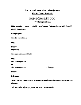 Mẫu Hợp đồng đặt cọc cho thuê nhà