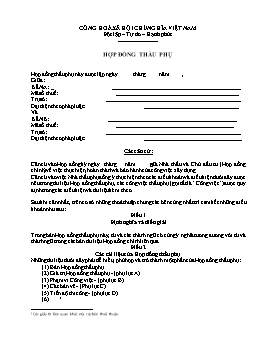Mẫu hợp đồng thầu phụ (đơn giản)