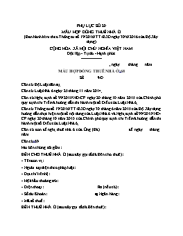 Mẫu hợp đồng thuê nhà ở (Phụ lục số 20)
