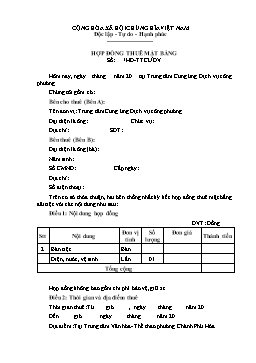 Mẫu Hợp đồng thuê trung tâm văn hóa đãi tiệc