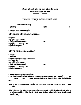 Thanh lý hợp đồng cho thuê nhà